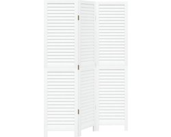 vidaXL - Kamerscherm - met - 3 - panelen - massief - paulowniahout - wit