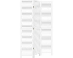 vidaXL - Kamerscherm - met - 3 - panelen - massief - paulowniahout - wit