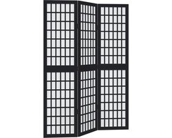 vidaXL - Kamerscherm - met - 3 - panelen - massief - paulowniahout - zwart