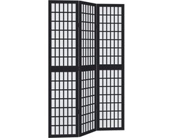 vidaXL - Kamerscherm - met - 3 - panelen - massief - paulowniahout - zwart