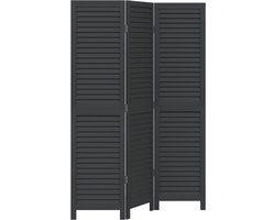 vidaXL - Kamerscherm - met - 3 - panelen - massief - paulowniahout - zwart