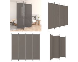 vidaXL Kamerscherm met 4 panelen 200x200 cm stof antracietkleurig - Kamerscherm - Kamerschermen - Scheidingswand - Ruimteverdeler