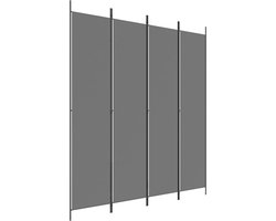 vidaXL - Kamerscherm - met - 4 - panelen - 200x220 - cm - stof - antracietkleurig