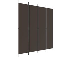 vidaXL - Kamerscherm - met - 4 - panelen - 200x220 - cm - stof - bruin