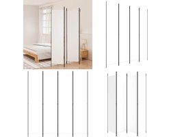 vidaXL Kamerscherm met 4 panelen 200x220 cm stof wit - Kamerscherm - Kamerschermen - Scheidingswand - Ruimteverdeler