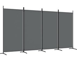 vidaXL - Kamerscherm - met - 4 - panelen - 346x180 - cm - stof - antracietkleurig