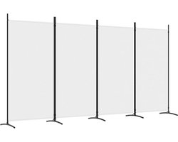 vidaXL - Kamerscherm - met - 4 - panelen - 346x180 - cm - stof - wit