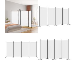 vidaXL Kamerscherm met 4 panelen 346x180 cm stof wit - Kamerscherm - Kamerschermen - Scheidingswand - Ruimteverdeler