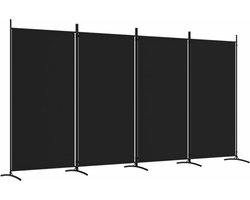 vidaXL - Kamerscherm - met - 4 - panelen - 346x180 - cm - stof - zwart