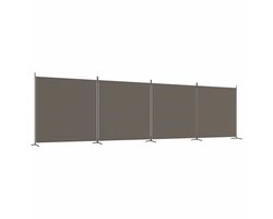 vidaXL - Kamerscherm - met - 4 - panelen - 698x180 - cm - stof - antracietkleurig