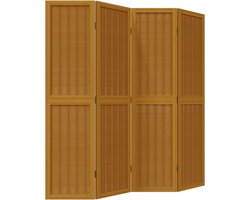 vidaXL - Kamerscherm - met - 4 - panelen - massief - paulowniahout - bruin