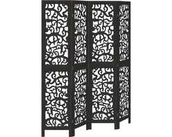 vidaXL - Kamerscherm - met - 4 - panelen - massief - paulowniahout - zwart