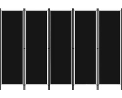 vidaXL - Kamerscherm - met - 5 - panelen - 250x180 - cm - zwart