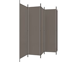 vidaXL - Kamerscherm - met - 5 - panelen - 250x200 - cm - stof - antracietkleurig