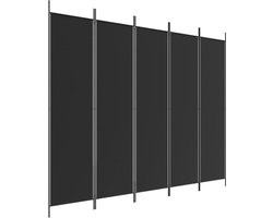 vidaXL - Kamerscherm - met - 5 - panelen - 250x200 - cm - stof - zwart
