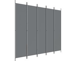 vidaXL - Kamerscherm - met - 5 - panelen - 250x220 - cm - stof - antracietkleurig