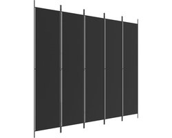 vidaXL - Kamerscherm - met - 5 - panelen - 250x220 - cm - stof - zwart