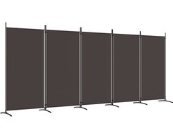vidaXL - Kamerscherm - met - 5 - panelen - 433x180 - cm - stof - bruin
