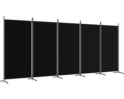vidaXL - Kamerscherm - met - 5 - panelen - 433x180 - cm - stof - zwart