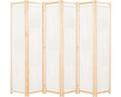 vidaXL - Kamerscherm - met - 6 - panelen - 240x170x4 - cm - stof - crème