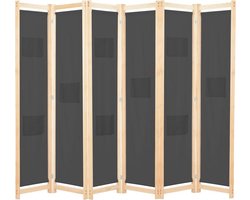 vidaXL - Kamerscherm - met - 6 - panelen - 240x170x4 - cm - stof - grijs