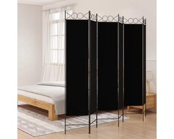 vidaXL Kamerscherm met 6 panelen 240x200 cm stof zwart - Kamerscherm - Kamerschermen - Scheidingswand - Ruimteverdeler