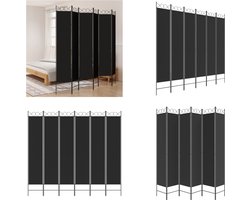 vidaXL Kamerscherm met 6 panelen 240x220 cm stof zwart - Kamerscherm - Kamerschermen - Scheidingswand - Ruimteverdeler