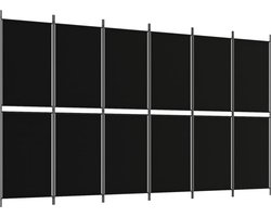 vidaXL - Kamerscherm - met - 6 - panelen - 300x180 - cm - stof - zwart
