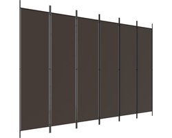 vidaXL - Kamerscherm - met - 6 - panelen - 300x200 - cm - stof - bruin