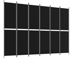 vidaXL - Kamerscherm - met - 6 - panelen - 300x220 - cm - stof - zwart