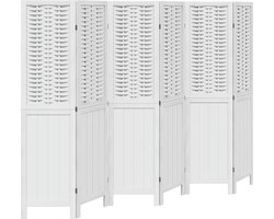 vidaXL - Kamerscherm - met - 6 - panelen - massief - paulowniahout - wit
