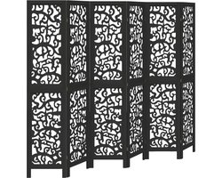 vidaXL - Kamerscherm - met - 6 - panelen - massief - paulowniahout - zwart