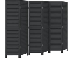 vidaXL - Kamerscherm - met - 6 - panelen - massief - paulowniahout - zwart