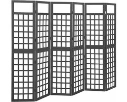 vidaXL - Kamerscherm/trellis - met - 6 - panelen - 242,5x180 - cm - vurenhout - zwart