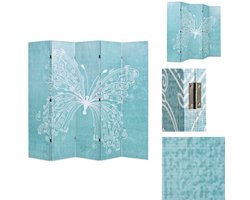 vidaXL Kamerverdeler - Kamerverdelers - Paravent - Paravents - Kamerscherm inklapbaar vlinder 200x170 cm blauw
