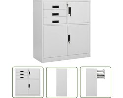 vidaXL Kantoor Meubilair - Archief Kast - Kantoorkast 90x40x102 cm staal lichtgrijs - Metalen Kast - Staalkast - Grijze Kast