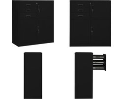 vidaXL - Kantoorkast - 90x40x102 - cm - staal - zwart