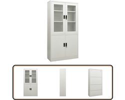 vidaXL Kantoorkast - 90x40x180 cm - Lichtgrijs - Staal Archiefkast - Kantoormeubilair - Metalen Kast - Opslagkast - Documentenkasten
