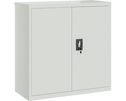 vidaXL Kantoorkast - 90x40x90 cm - Grijs - Staal Archief Kast - Kantoorkast - Metalen Kast - Grijze Kast - Staalkast