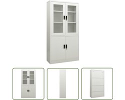 vidaXL Kantoorkast - Archief Kast - Kantoorkast 90x40x180 cm staal lichtgrijs - Opslagkast - Metalen Kast - Grijze Kast