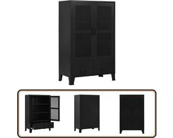 vidaXL Kantoorkast - Gaasdeuren - 75x40x120 cm - Staal - Zwart Archief Kast - Bureau Accessoires - Kantoor Artikelen - Metalen Kast - Zwarte Kast