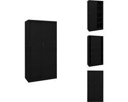 vidaXL Kantoorkast - Kantoorkasten - Kast - Kasten - Kantoorkast met schuifdeuren 90x40x180 cm staal zwart