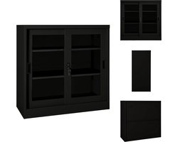 vidaXL Kantoorkast - Kantoorkasten - Kast - Kasten - Roldeurkast 90x40x90 cm staal zwart