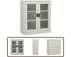 vidaXL Kantoorkast - Lichtgrijs - Staal - 90x40x105 cm Kantoor Kast - Archivakast - Metalen Kast - Grijze Kast - Bureau Accessoires