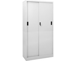vidaXL - Kantoorkast - met - schuifdeuren - 90x40x180 - cm - staal - lichtgrijs