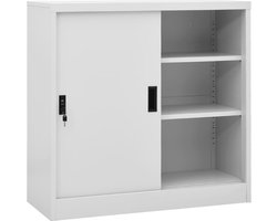 vidaXL - Kantoorkast - met - schuifdeuren - 90x40x90 - cm - staal - lichtgrijs