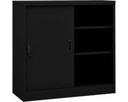 vidaXL - Kantoorkast - met - schuifdeuren - 90x40x90 - cm - staal - zwart