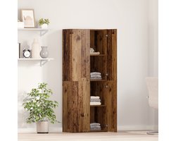 vidaXL - Kantoorkast - Oudhout - 60 - x - 32 - x - 152,5 - cm - Bewerkt - hout