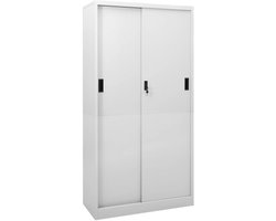 vidaXL Kantoorkast - Schuifdeuren - Lichtgrijs - Staal Kantoor Kast - Archivak - Schrijftafel Accessoires - Metalen Kast - Grijze Kast