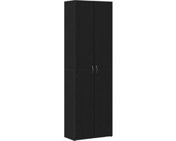 vidaXL - Kantoorkast - Zwart - Eiken - 60 - x - 32 - x - 190 - cm - Bewerkt - hout